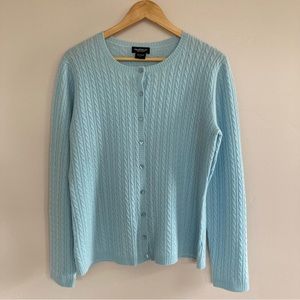 Baby Blue Cashmere Cable Knit Cardigan